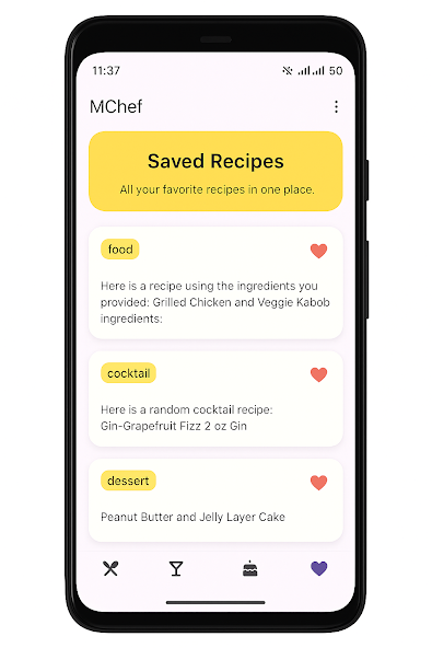 MChef app screen 1
