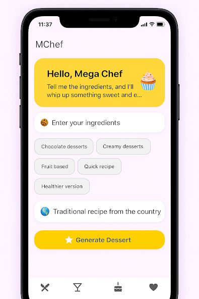 MChef app screen 2
